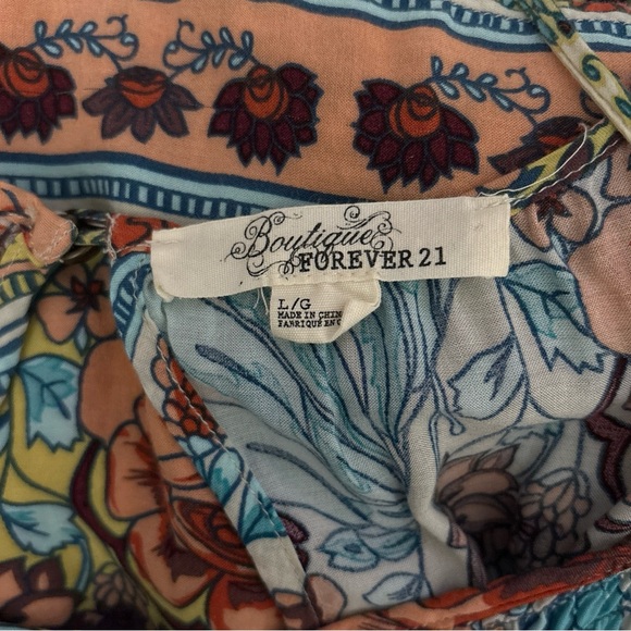 Forever 21 Floral Print Dress with Blue and Orange Accents - Picture 3 of 3